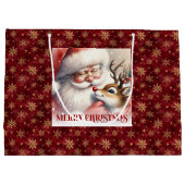Cozy Santa and Rudolph Classic Christmas Gift Bag Groot Cadeauzakje (Achterkant)