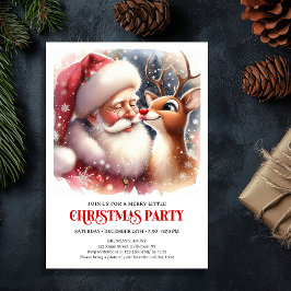 Cozy Santa and Rudolph Holiday Magic Family Party  Kaart
