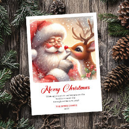 Cozy Santa And Rudolph Warm Christmas Greeting  Feestdagenkaart