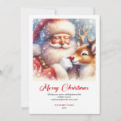 Cozy Santa And Rudolph Winter Christmas Greeting  Feestdagenkaart (Voorkant)
