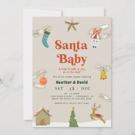 Cozy Santa Baby Holiday Baby shower Kaart