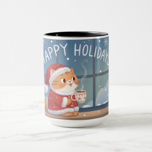  Cozy Santa Cat Holiday Mug Mok (Midden)
