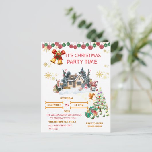 Cozy Santa Christmas Post Card Feestdagenkaart (Staand voorkant)