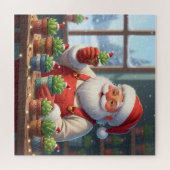 Cozy Santa Claus Gardener Planting Succulents Legpuzzel (Horizontaal)
