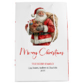 Cozy Santa Claus Minimalist Script Font Gift Bag Medium Cadeauzakje (Voorkant)