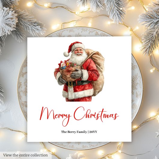 Cozy Santa Claus Minimalist Script Font Party Servet