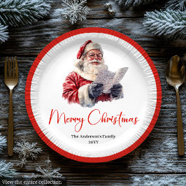 Cozy Santa Claus Red White Holiday Paper Plate  Papieren Bordje