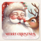 Cozy Santa Claus Rudolph Holiday Drink Coasters Kartonnen Onderzetters (Voorkant)