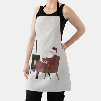 Cozy Santa Fireplace Full Print Kitchen Apron Schort