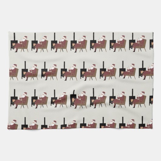 Cozy Santa Fireplace Pattern Decorative Kitchen To Theedoek (Horizontaal)