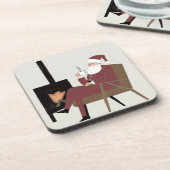Cozy Santa Fireplace Pattern Hard Plastic Coasters Bier Onderzetter (Linkerzijde)