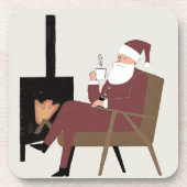 Cozy Santa Fireplace Pattern Hard Plastic Coasters Bier Onderzetter (Voorkant)