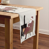 Cozy Santa Fireplace Pattern Holiday Table Runner Lange Tafelloper (Voorbeeld)