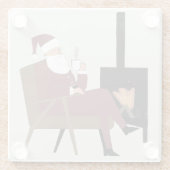 Cozy Santa Fireplace Pattern Square Glass Coasters Glazen Onderzetter (Achterkant)