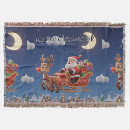 Cozy Santa Rudolph Holiday Fleece Blanket Deken