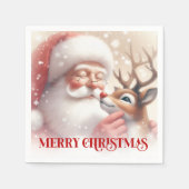 Cozy Santa Rudolph Holiday Table Napkins Servet (Voorkant)