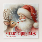 Cozy Santa Rudolph Personalized Christmas Kids Gif Legpuzzel (Verticaal)