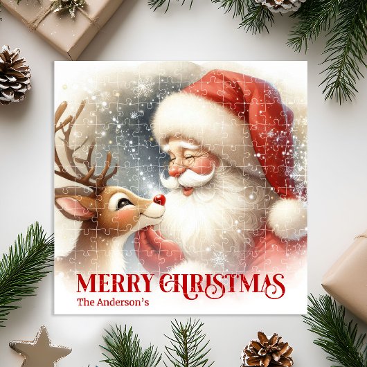 Cozy Santa Rudolph Personalized Christmas Kids Gif Legpuzzel