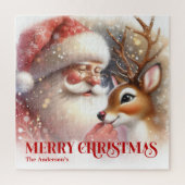 Cozy Santa Rudolph Personalized Christmas Kids   Legpuzzel (Verticaal)