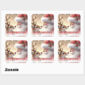 Cozy Santa Rudolph Personalized Christmas Kids  Vierkante Sticker (Vel)