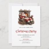 Cozy Santa Watercolor Christmas Dinner Invitation Kaart (Voorkant)