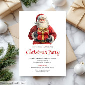 Cozy Santa Watercolor Christmas Dinner Invitation Kaart