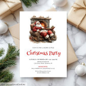 Cozy Santa Watercolor Christmas Dinner Invitation Kaart