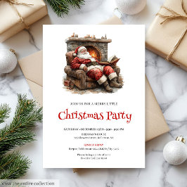 Cozy Santa Watercolor Christmas Dinner Invitation Kaart