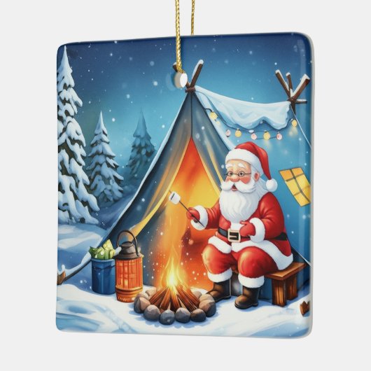Cozy Santa Winter Camping Adventure Keramisch Ornament (Links)