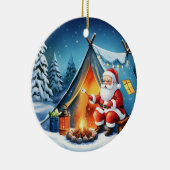 Cozy Santa Winter Camping Adventure Keramisch Ornament (Rechts)
