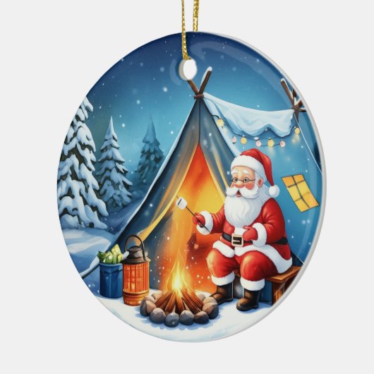 Cozy Santa Winter Camping Adventure Keramisch Ornament (Links)