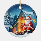 Cozy Santa Winter Camping Adventure Keramisch Ornament (Achterkant)
