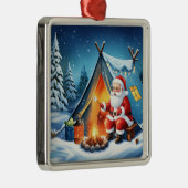 Cozy Santa Winter Camping Adventure Metalen Ornament (Rechts)