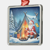 Cozy Santa Winter Camping Adventure Metalen Ornament (Links)