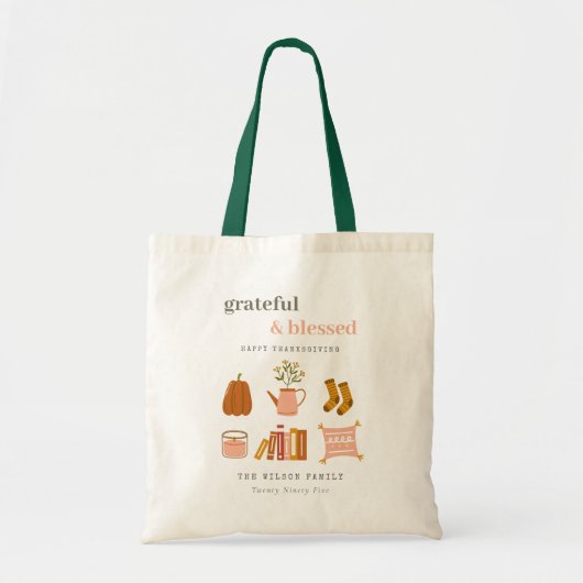 Cozy Scandi Autumn Essential Blush Thanksgiving Tote Bag (Voorkant)