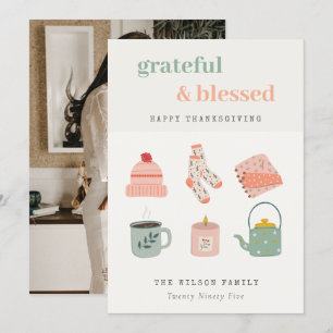 Cozy Scandi Autumn Essential Photo Thanksgiving Feestdagenkaart