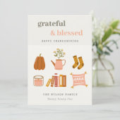 Cozy Scandi Autumn Essential Photo Thanksgiving Feestdagenkaart (Staand voorkant)