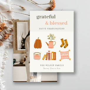 Cozy Scandi Autumn Essential Photo Thanksgiving Feestdagenkaart