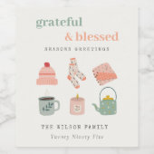 Cozy Scandi Winter Essential Seasons Greetings Wijn Etiket (Enkel label)