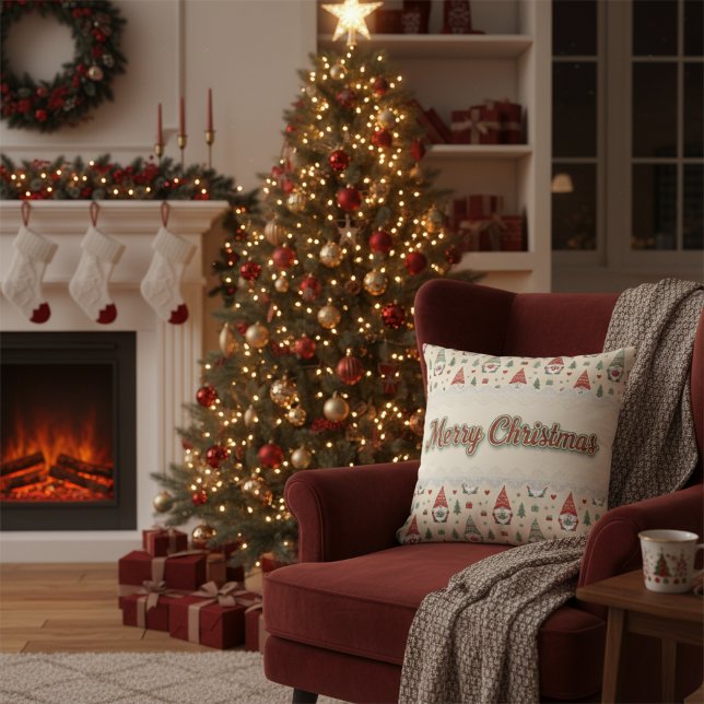 Cozy Scandinavian Christmas Gnome Throw Pillow Kussen (Creator heeft geüpload)