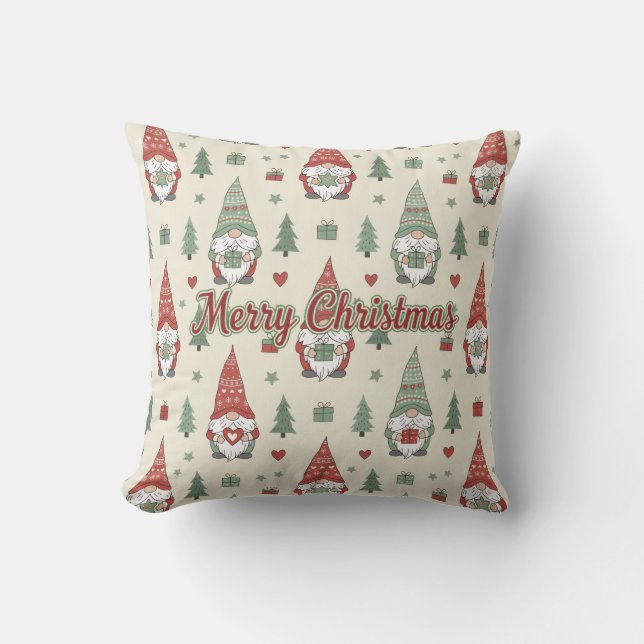 Cozy Scandinavian Christmas Gnome Throw Pillow Kussen (Voorkant)