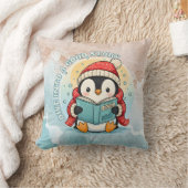 Cozy Scholar Penguin Reading Book Throw Pillow Kussen (Deken)
