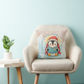 Cozy Scholar Penguin Reading Book Throw Pillow Kussen (Stoel)