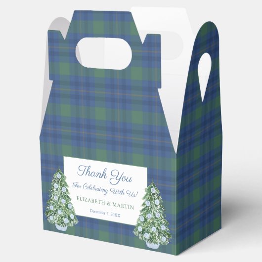 Cozy Scottish Tartan Pset kerstboombruiloft Bedankdoosjes (Geopend)