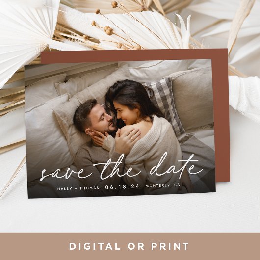 Cozy Script | Horizontale foto Save The Date