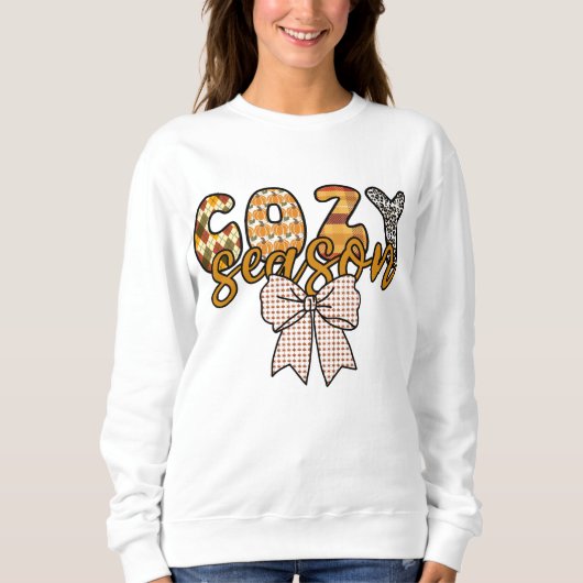 Cozy Season Cute Plaid Bow Fall Sweatshirt (Voorkant)