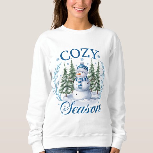 Cozy Season Cute Snowman Winter Christmas Trees Trui (Voorkant)