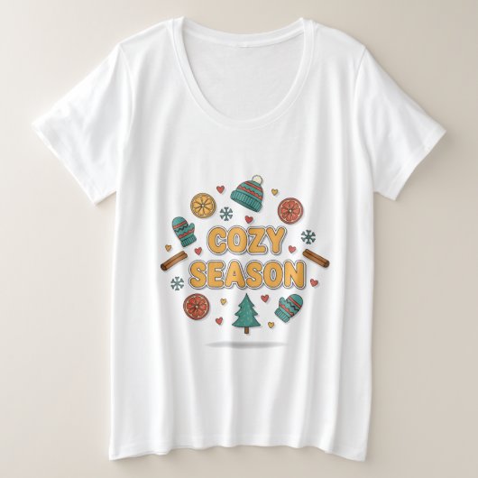 Cozy Season Holiday Elements – Style B Grote Maat T-shirt (Design voorkant)