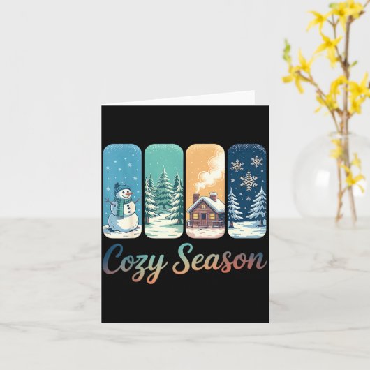 Cozy Season Winter Wonderland Cabin Snowman Snowfl Kaart (Gele Bloem)