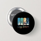 Cozy Season Winter Wonderland Cabin Snowman Snowfl Ronde Button 5,7 Cm (Voorkant /achterkant)